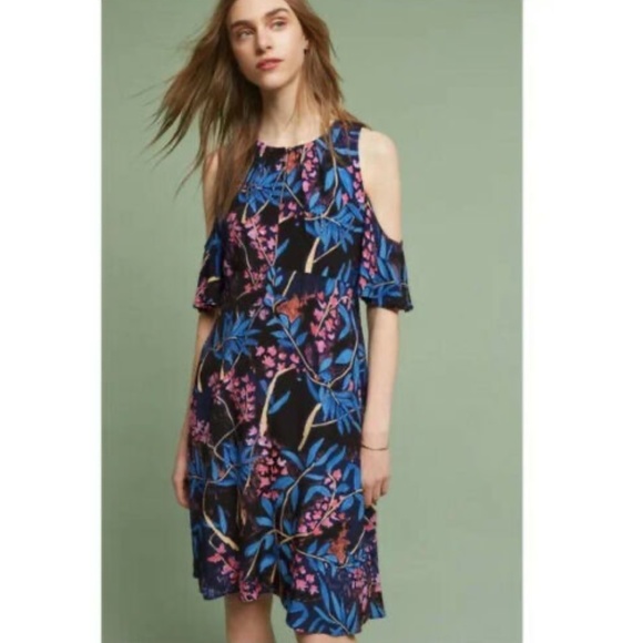 Anthropologie Maeve Elia Dress Floral Print Cold Shoulder - Picture 1 of 12